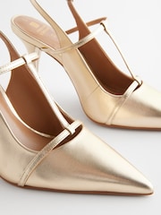 Dourado - Forever Comfort® Leather T-Bar Point Toe Heels - Imagem 5 de 8