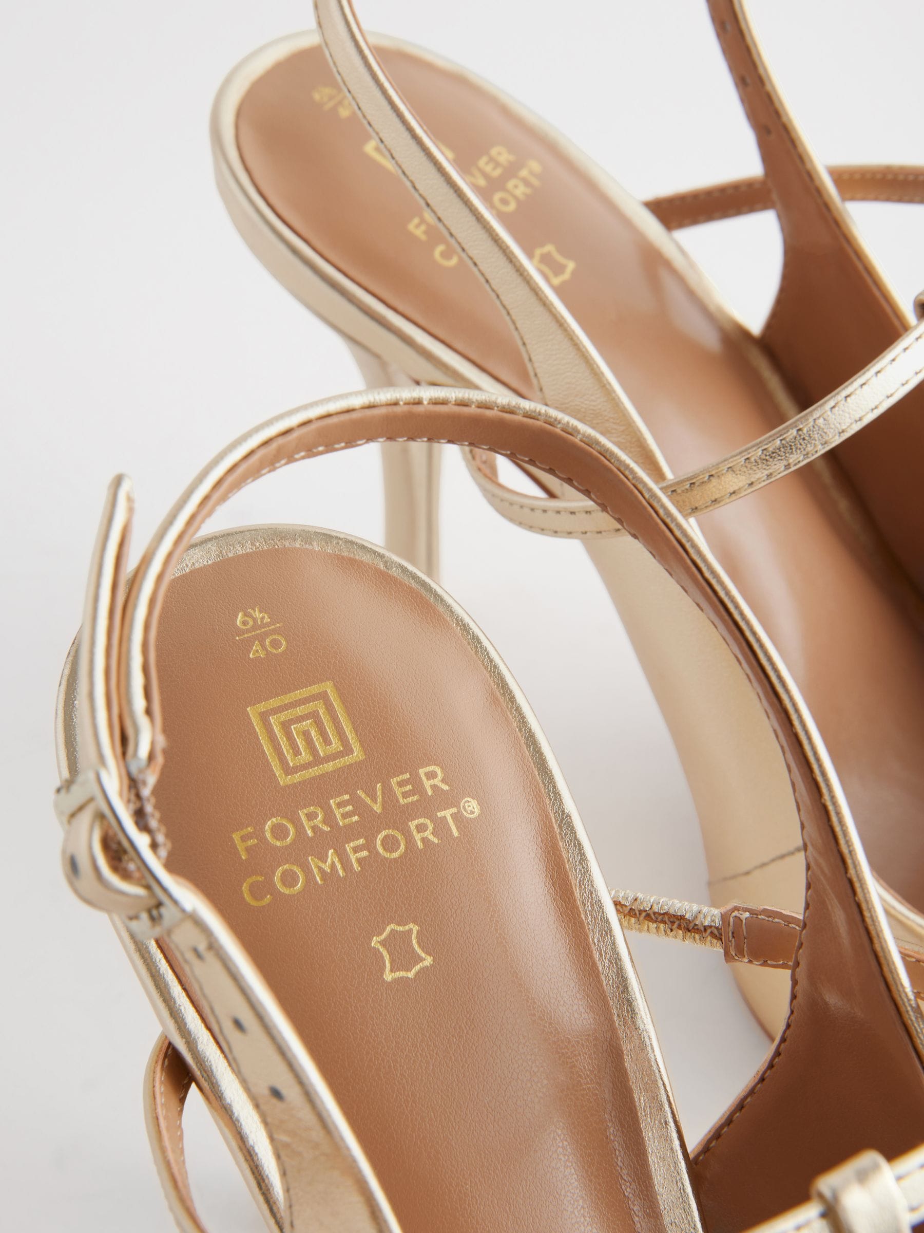Buy Gold Forever Comfort Leather T Bar Point Toe Heels from Next Canada