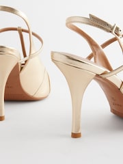 Dourado - Forever Comfort® Leather T-Bar Point Toe Heels - Imagem 8 de 8