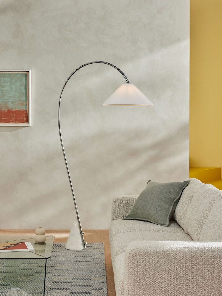 MADE.COM Chrome Mason Marble Arch Floor Lamp - Image 1 of 3