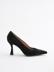 črna - Forever Comfort® Leather Chisel Toe Heel Court Shoes - Slika 4 iz 7
