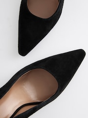 črna - Forever Comfort® Leather Chisel Toe Heel Court Shoes - Slika 6 iz 7