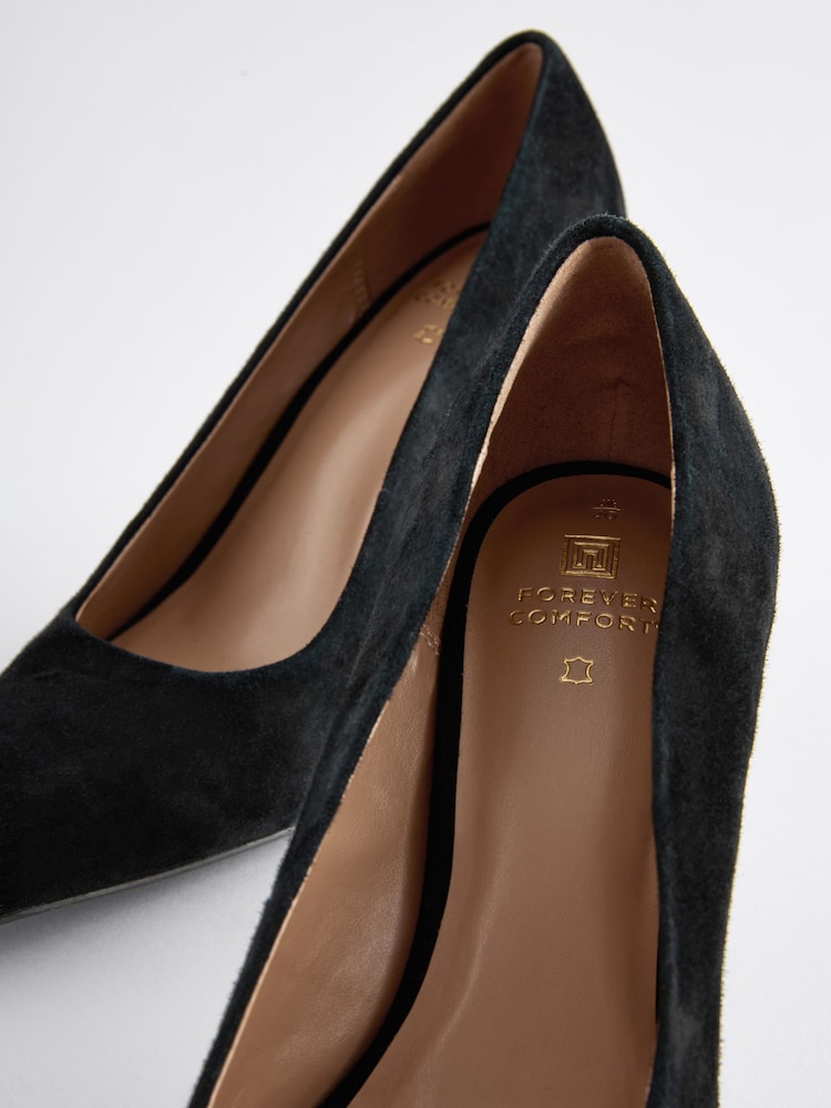 črna - Forever Comfort® Leather Chisel Toe Heel Court Shoes - Slika 7 iz 7
