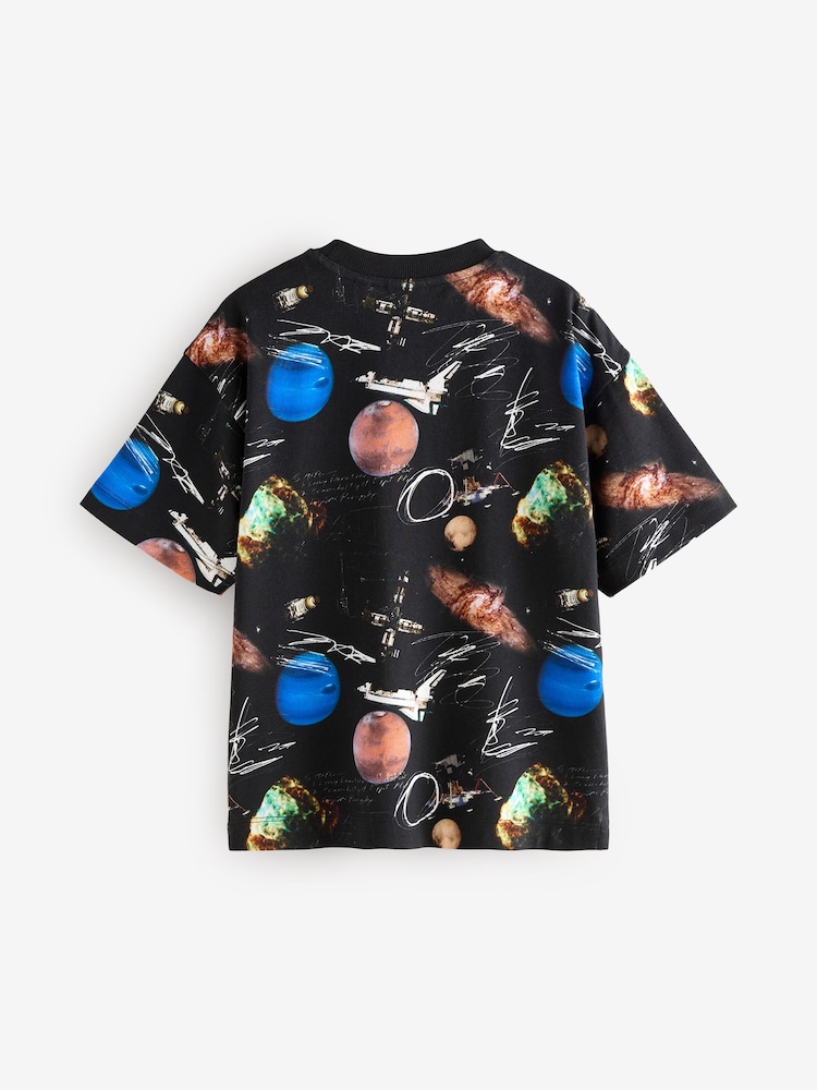 Black Ground Licensed NASA Planet 100% Cotton T-Shirt (3-16yrs) - Image 2 of 4