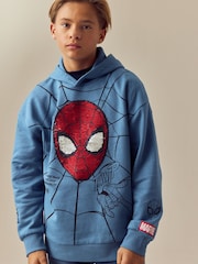 Mid Blue Licensed Spiderman Flip Sequin Hoodie (3-16yrs) - Image 1 of 11