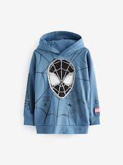 Mid Blue Licensed Spiderman Flip Sequin Hoodie (3-16yrs) - Image 9 of 11