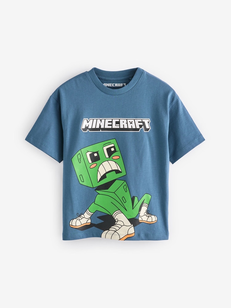 Mid Blue Licensed Minecraft T-Shirt (3-16yrs) - Image 1 of 4