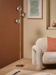MADE.COM Grey/Brass Globe Floor Light - Image 1 of 7