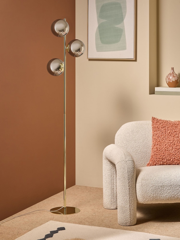 MADE.COM Grey/Brass Globe Floor Light - Image 2 of 7