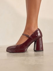 Burgundy Forever Comfort® Platform Mary Jane Heels - Image 1 of 9