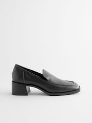 Black Forever Comfort® Leather Square Toe Heel Loafers - Image 4 of 7