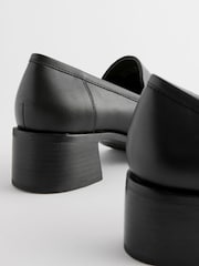 Black Forever Comfort® Leather Square Toe Heel Loafers - Image 5 of 7