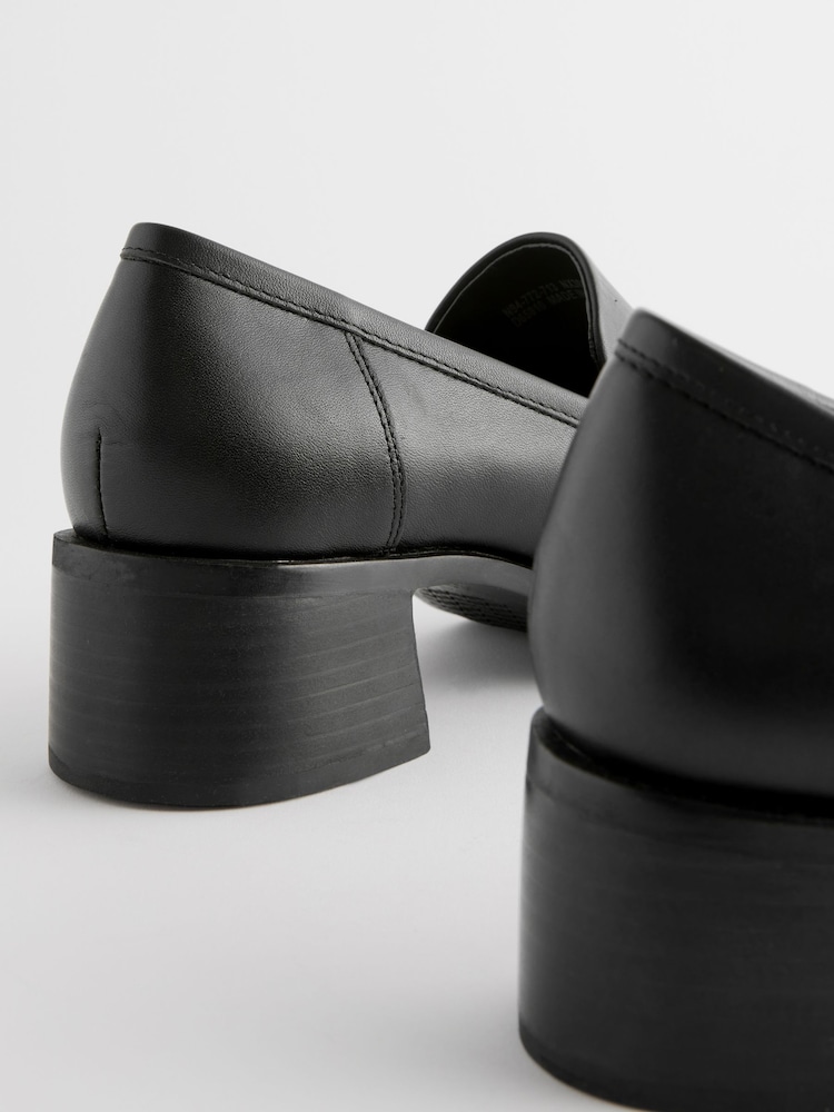 Black Forever Comfort® Leather Square Toe Heel Loafers - Image 5 of 7