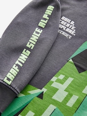 Grey Garment Dyed Minecraft Crew Neck 100% Cotton Sweatshirt (3-16yrs) - Image 3 of 4