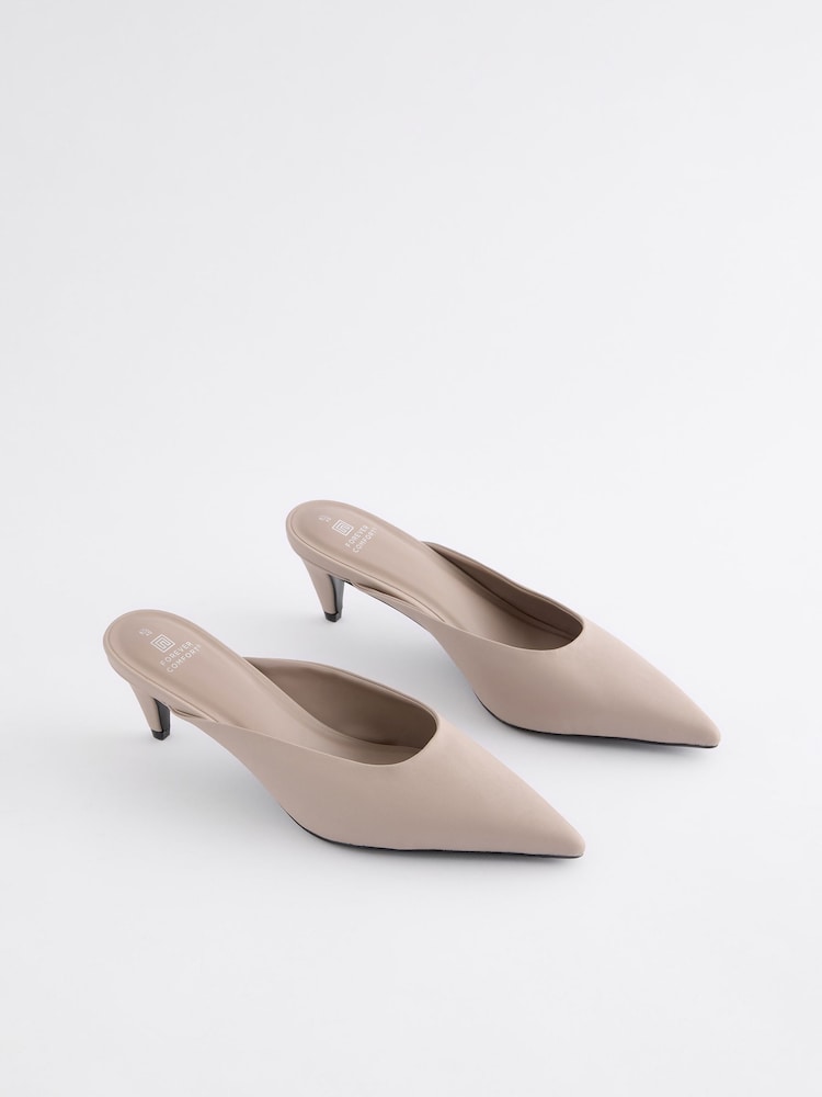 Grey Forever Comfort® Point Toe Peg Heel Mules - Image 3 of 7