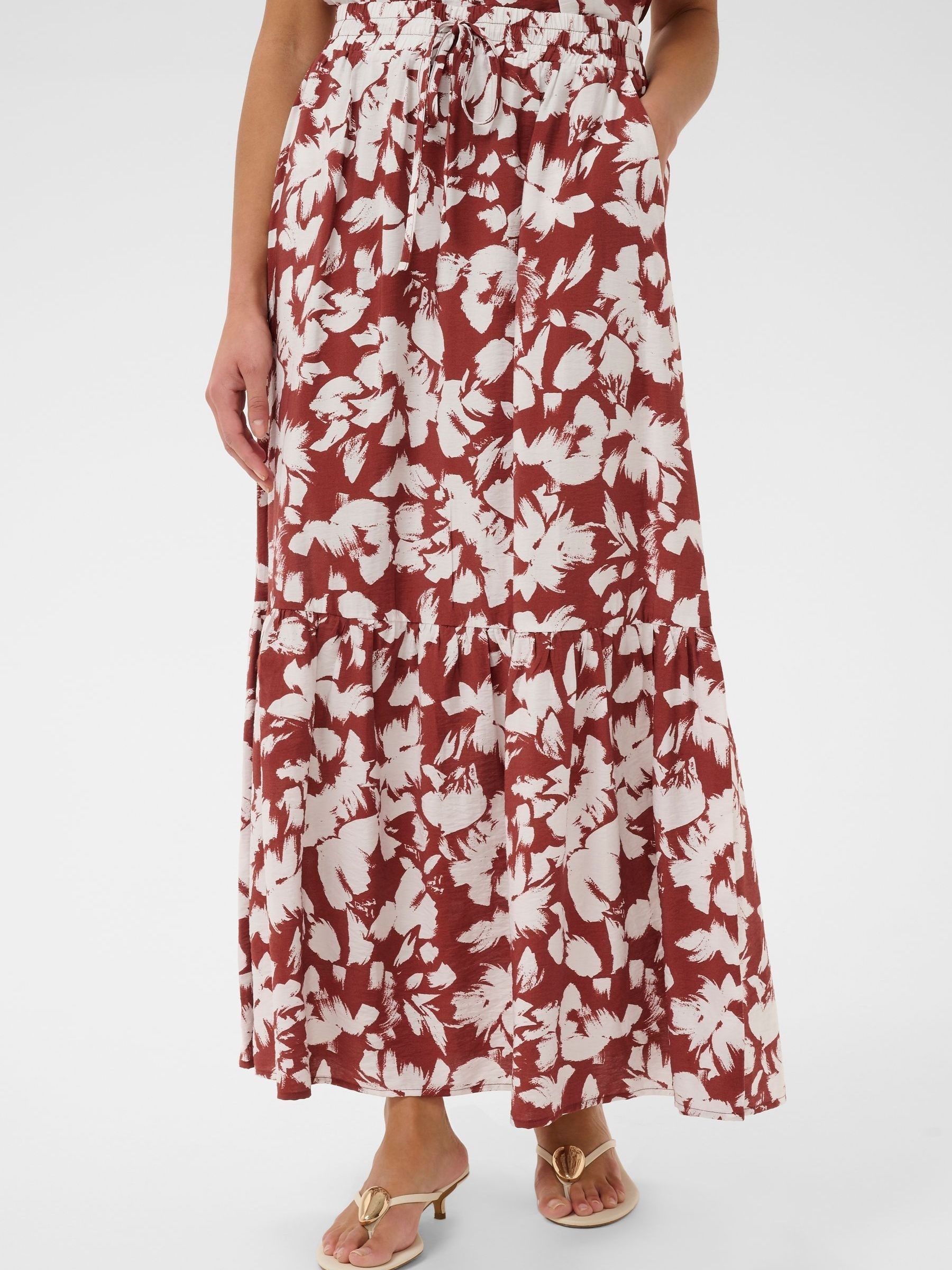 Kaffe Women's Brown Kaevie Tiered Drawstring Waist Skirt - Image 1