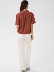 Kaffe Brown KAemily Collared V-Neck Blouse - Image 4 of 6