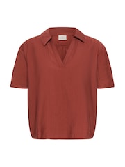 Kaffe Brown KAemily Collared V-Neck Blouse - Image 5 of 6
