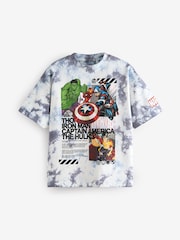 White Ground Tie-Dye Licensed Marvel T-Shirt (3-16yrs) - Image 1 of 4