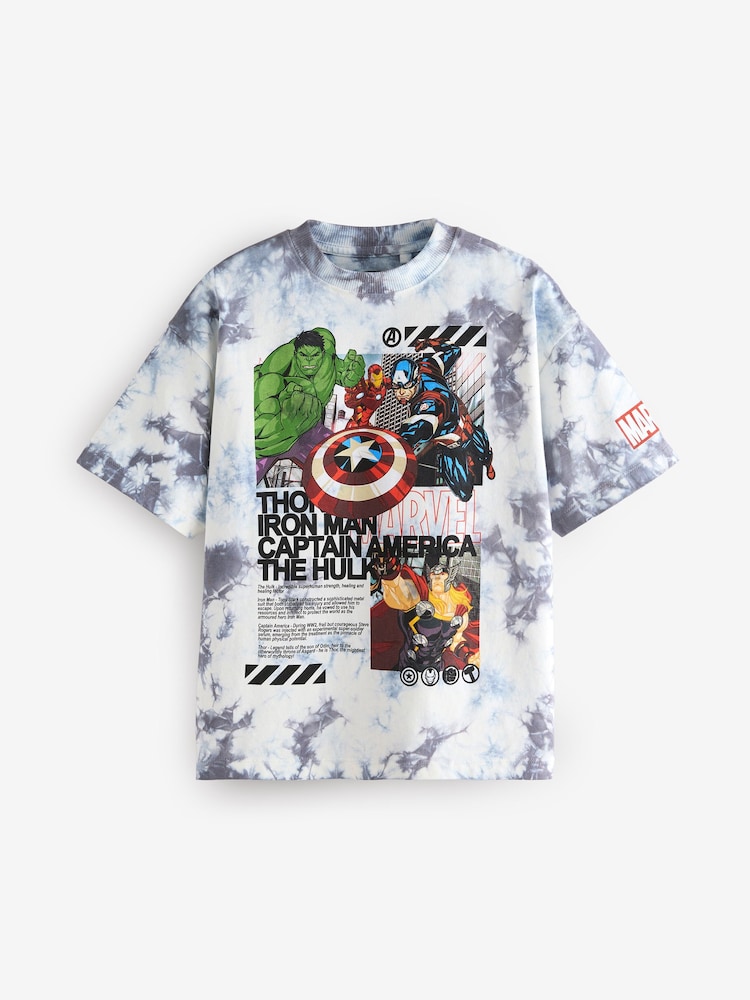 White Ground Tie-Dye Licensed Marvel T-Shirt (3-16yrs) - Image 1 of 4
