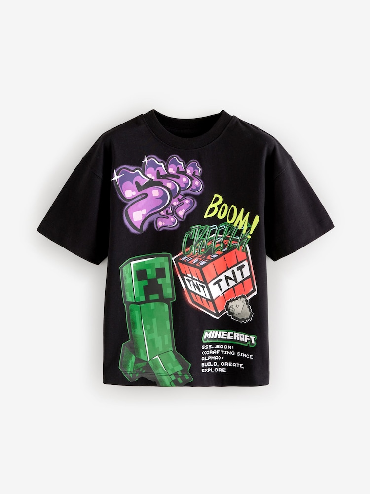 Noir Graffiti - T-shirt Minecraft sous licence (3-16 ans) - Image 1 of 4