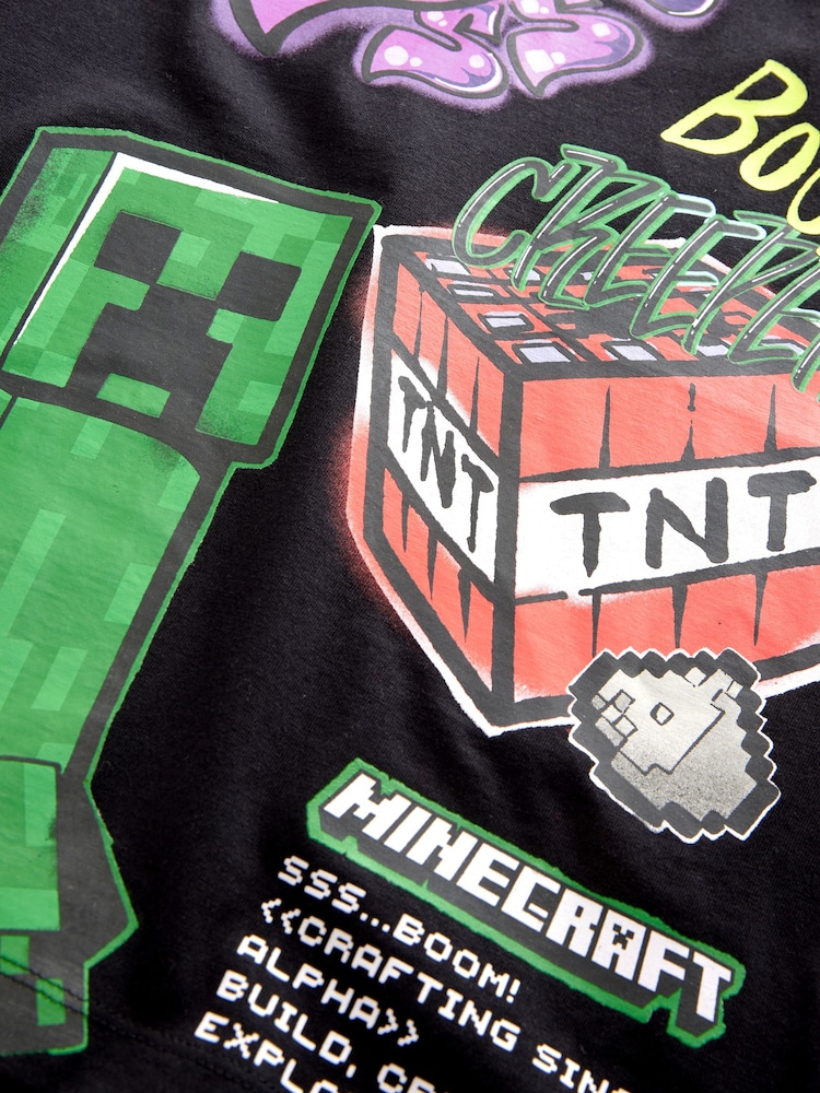Noir Graffiti - T-shirt Minecraft sous licence (3-16 ans) - Image 4 of 4