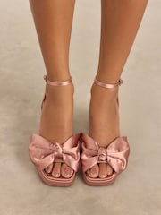 Pink Nude Forever Comfort® Platform Flare Bow Sandals - Image 3 of 10