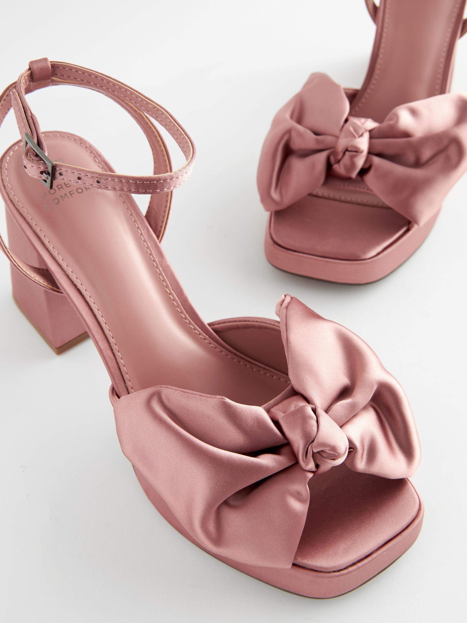 Buy Pink Nude Forever Comfort® Platform Flare Bow Sandals from the Next UK  online shop