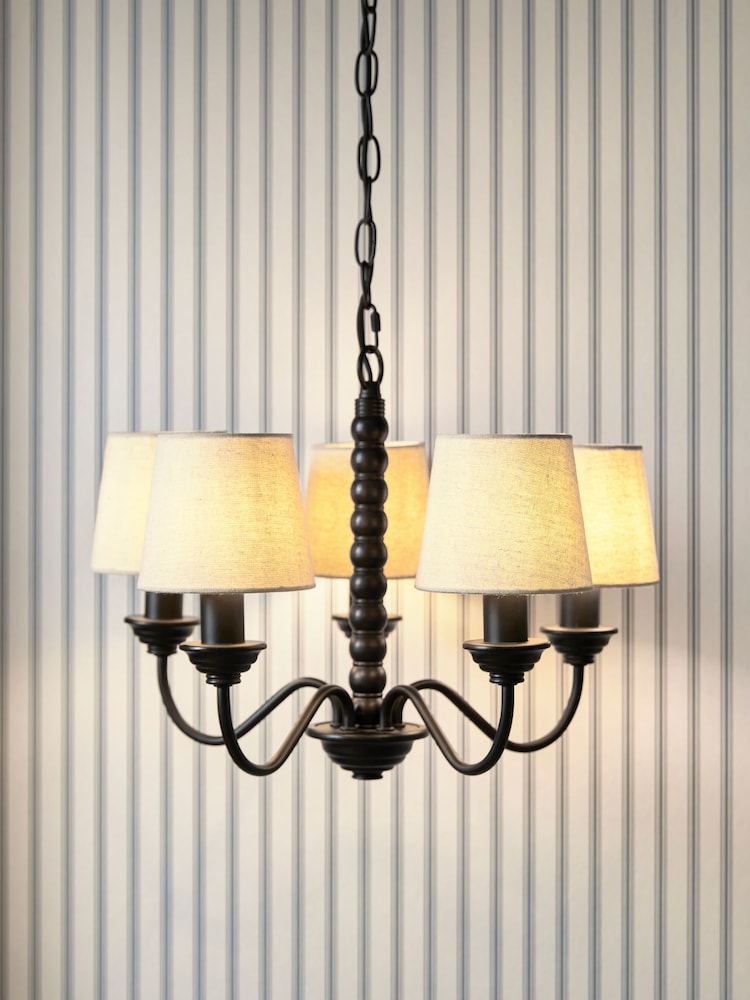 Laura Ashley Black Norbury 5 Light Pendant Light - Image 1 of 5