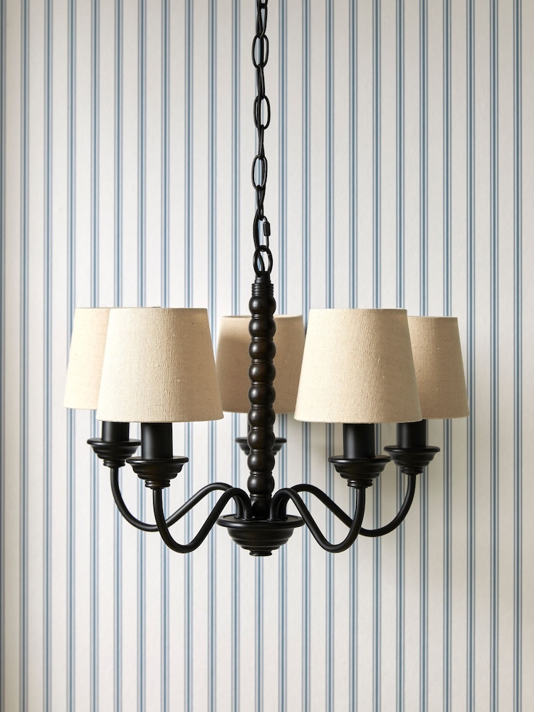 Laura Ashley Black Norbury 5 Light Pendant Light - Image 2 of 5