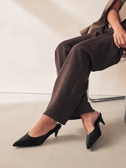 Black Forever Comfort® Point Toe Peg Heel Mules - Image 1 of 8