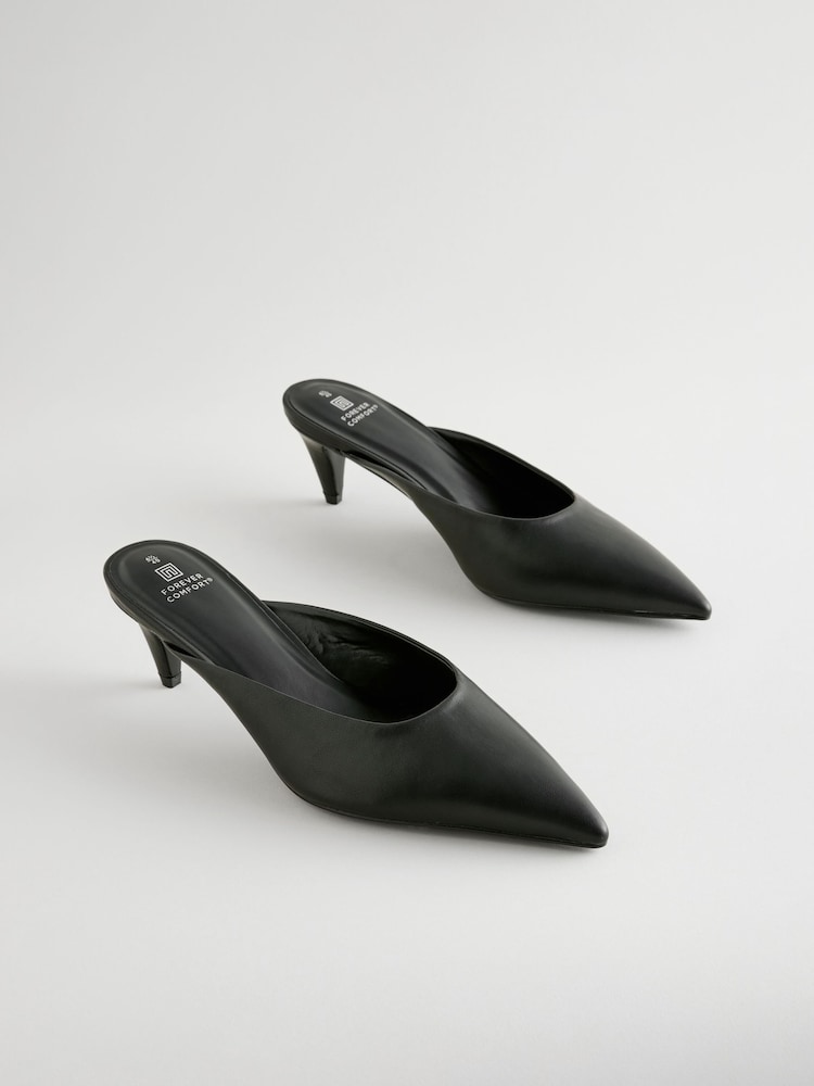Black Forever Comfort® Point Toe Peg Heel Mules - Image 4 of 8