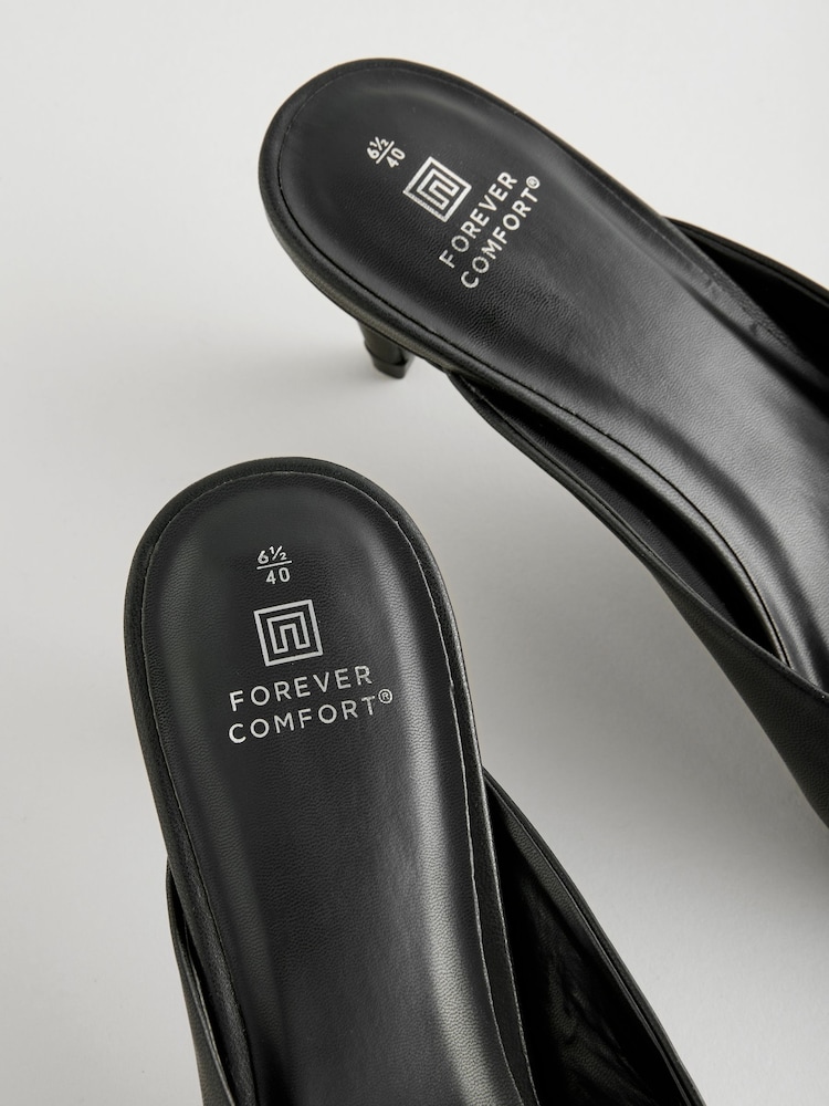 Black Forever Comfort® Point Toe Peg Heel Mules - Image 6 of 8