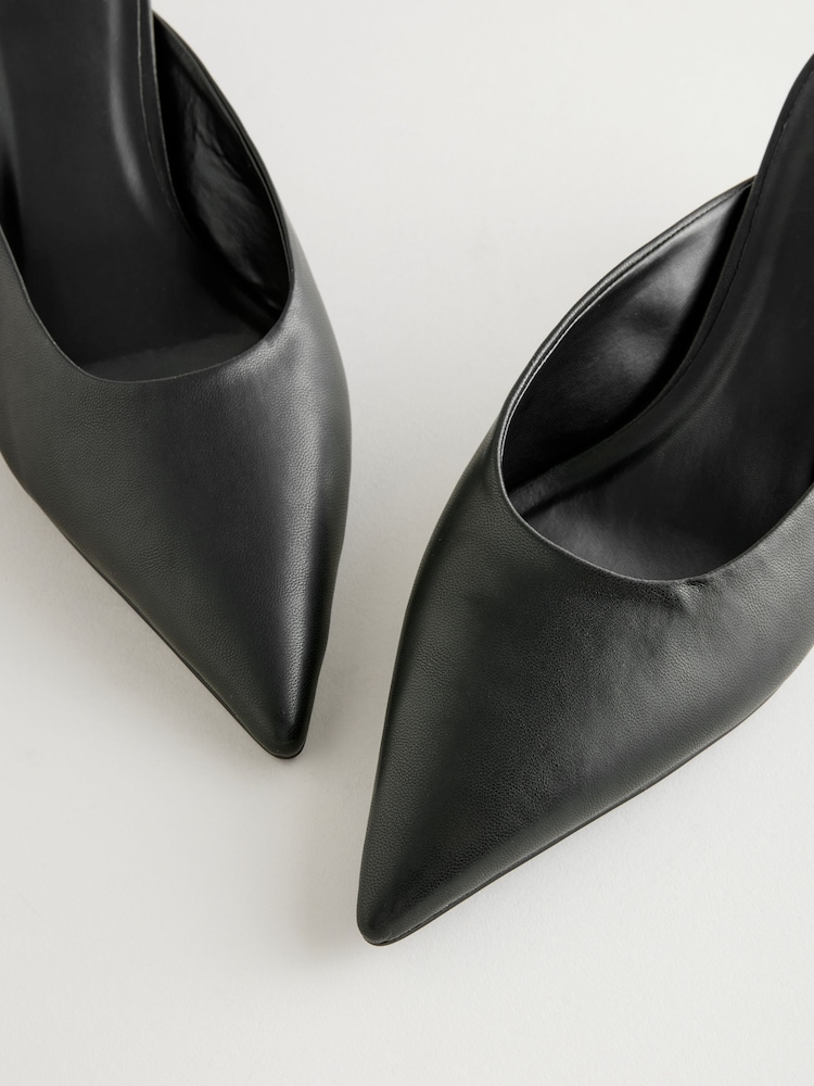 Black Forever Comfort® Point Toe Peg Heel Mules - Image 7 of 8