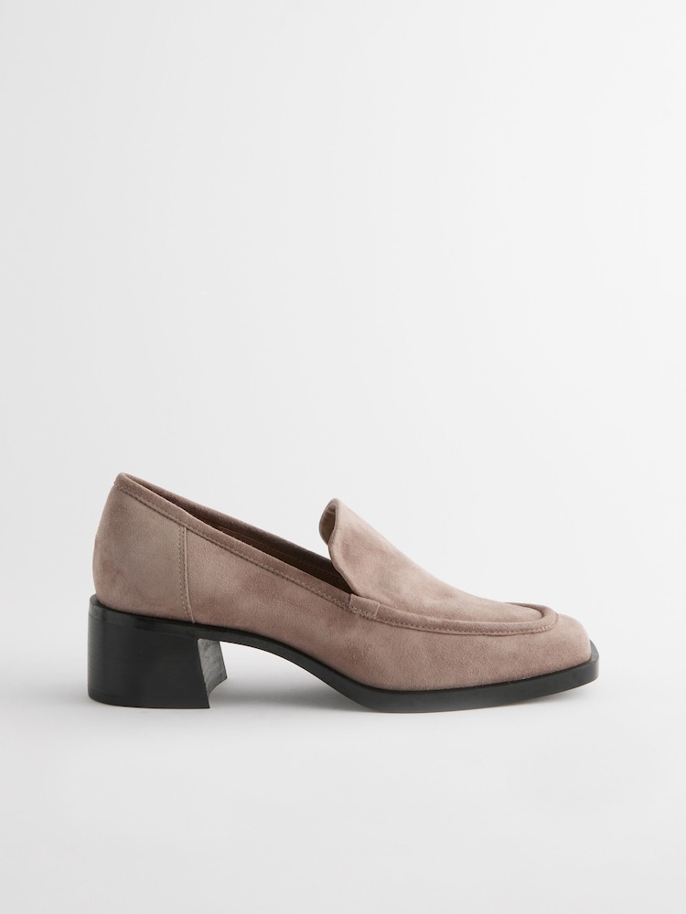 Sand Brown Forever Comfort® Leather Square Toe Heel Loafers - Image 5 of 9