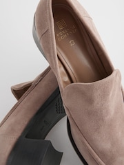 Sand Brown Forever Comfort® Leather Square Toe Heel Loafers - Image 6 of 9