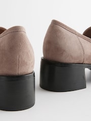 Sand Brown Forever Comfort® Leather Square Toe Heel Loafers - Image 7 of 9