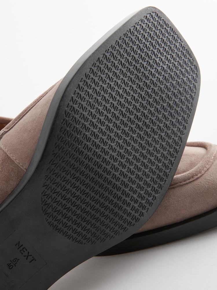 Sand Brown Forever Comfort® Leather Square Toe Heel Loafers - Image 8 of 9