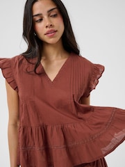 Kaffe Brown KAvalerie Ruffle Peplum Blouse - Image 2 of 6