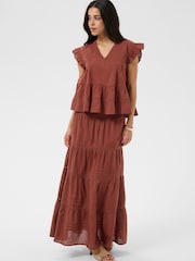Kaffe Brown KAvalerie Ruffle Peplum Blouse - Image 3 of 6