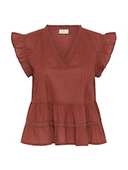 Kaffe Brown KAvalerie Ruffle Peplum Blouse - Image 5 of 6