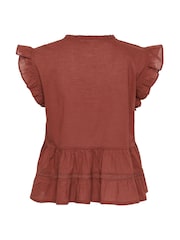 Kaffe Brown KAvalerie Ruffle Peplum Blouse - Image 6 of 6