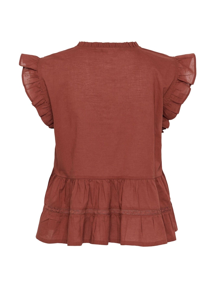 Kaffe Brown KAvalerie Ruffle Peplum Blouse - Image 6 of 6