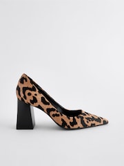 Animal Forever Comfort® Leather Point Toe Block Heel Courts - Image 4 of 7