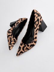 Animal Forever Comfort® Leather Point Toe Block Heel Courts - Image 5 of 7