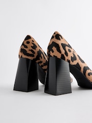 Animal Forever Comfort® Leather Point Toe Block Heel Courts - Image 6 of 7