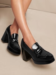 Black Forever Comfort® Patent Coin Loafer Heels - Image 2 of 7