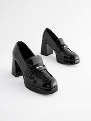 Black Forever Comfort® Patent Coin Loafer Heels - Image 3 of 7