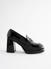 Black Forever Comfort® Patent Coin Loafer Heels - Image 4 of 7
