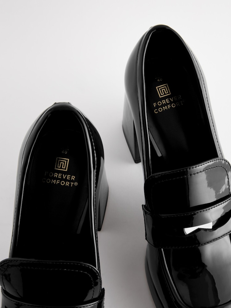 Black Forever Comfort® Patent Coin Loafer Heels - Image 7 of 7